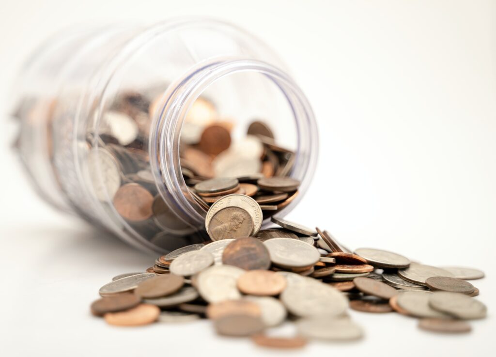 coins in jar